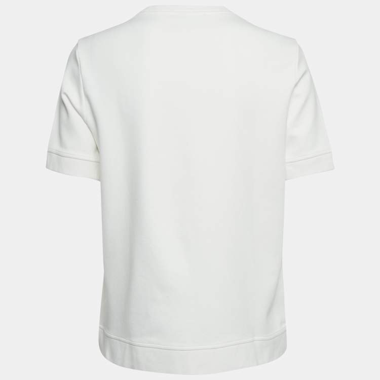 Pre Owned CH Carolina Herrera White Sequin Embroidered Jersey T-Shirt M