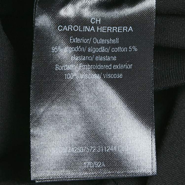 Pre Owned CH Carolina Herrera Black Logo Flora Embroidered Jersey T-Shirt S