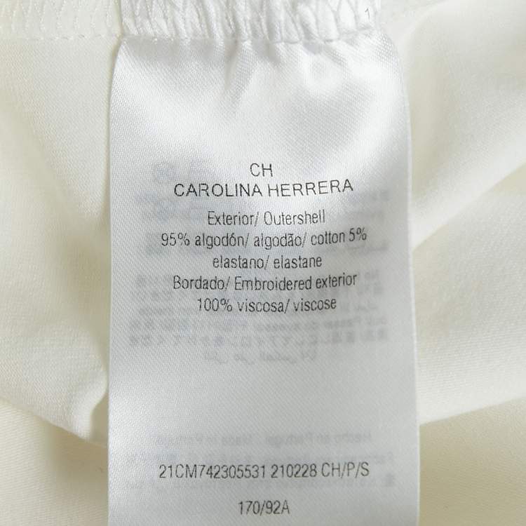 Pre Owned CH Carolina Herrera White Logo Embellished Cotton Knit T-Shirt S
