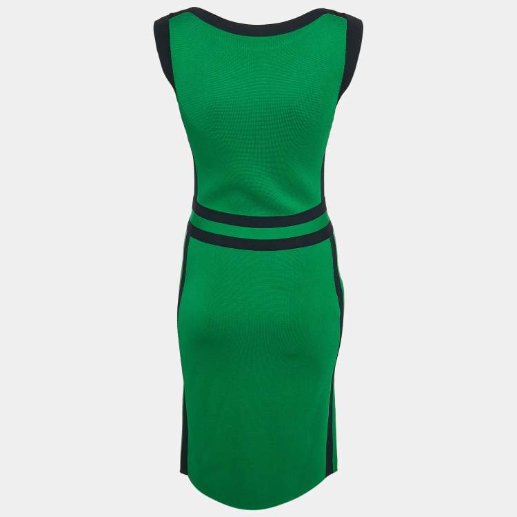 Pre Owned CH Carolina Herrera Green Knit Sleeveless Short Dress XS