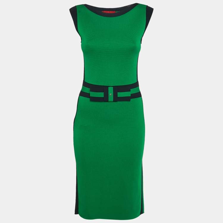 Pre Owned CH Carolina Herrera Green Knit Sleeveless Short Dress XS