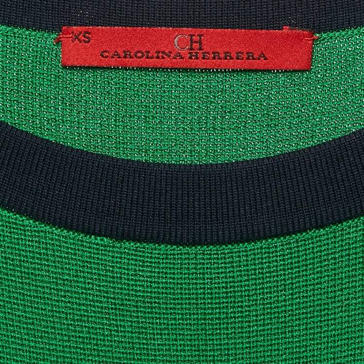 Pre Owned CH Carolina Herrera Green Knit Sleeveless Short Dress XS