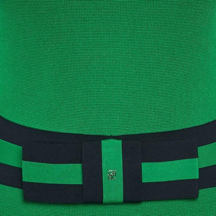 Pre Owned CH Carolina Herrera Green Knit Sleeveless Short Dress XS