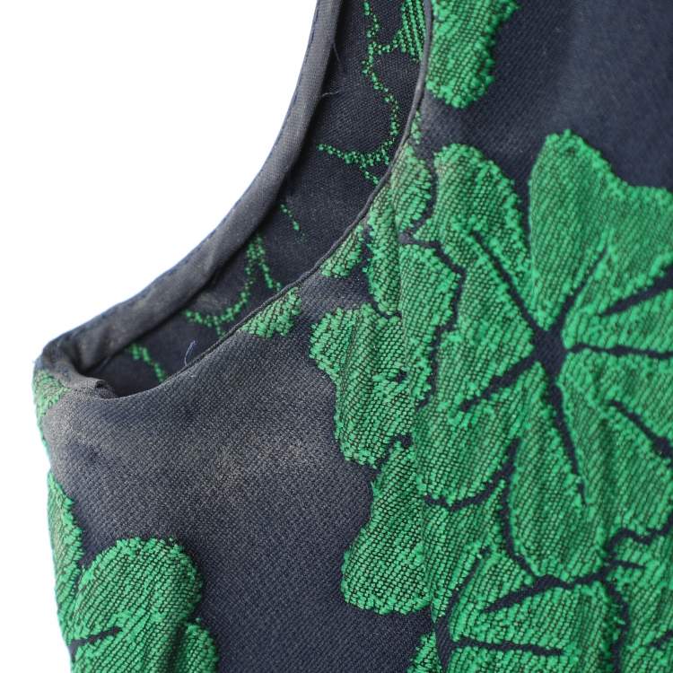 Pre Owned CH Carolina Herrera Blue/Green Floral Jacquard Midi Dress M