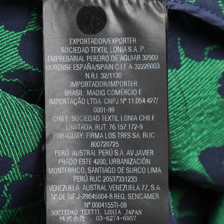 Pre Owned CH Carolina Herrera Blue/Green Floral Jacquard Midi Dress M