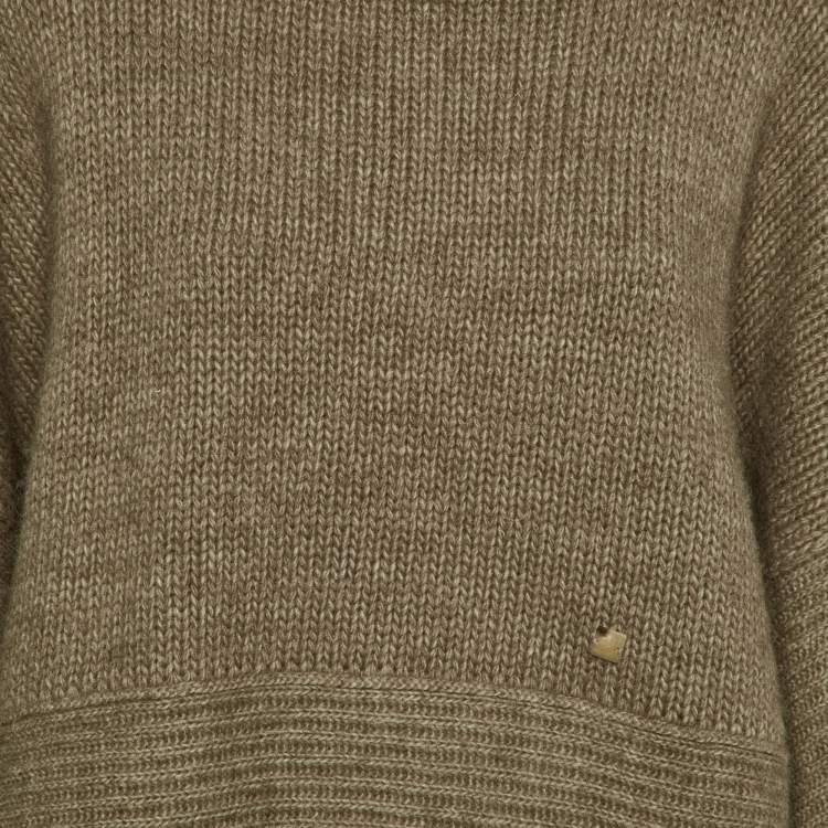Pre Owned CH Carolina Herrera Brown Wool & Alpaca Knit Poncho One Size