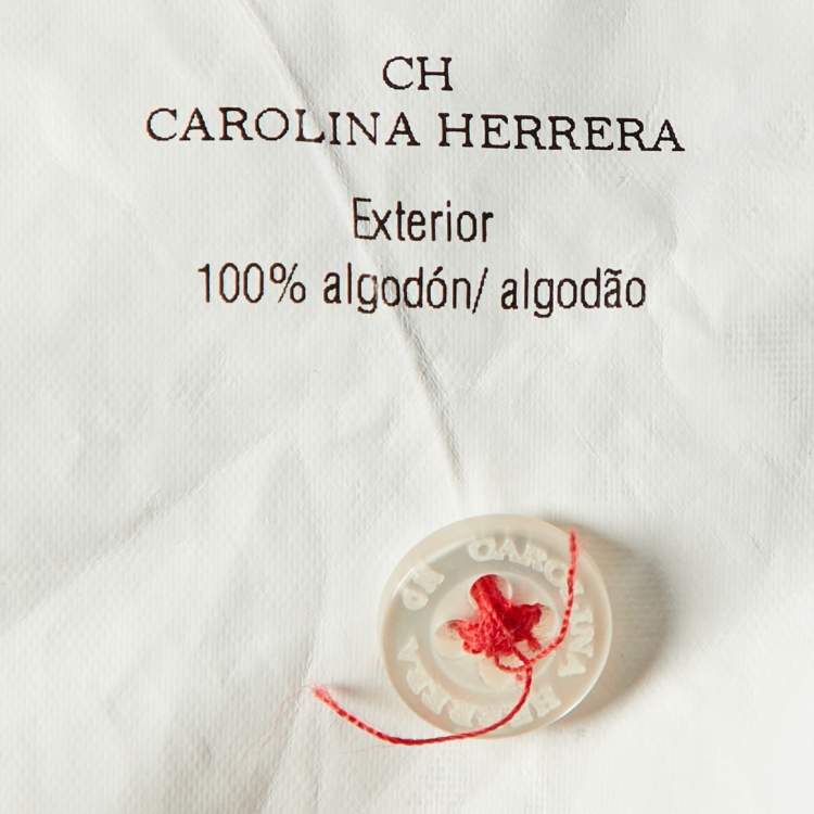 Pre Owned CH Carolina Herrera White & Red Polka Dot Printed Cotton Shirt L
