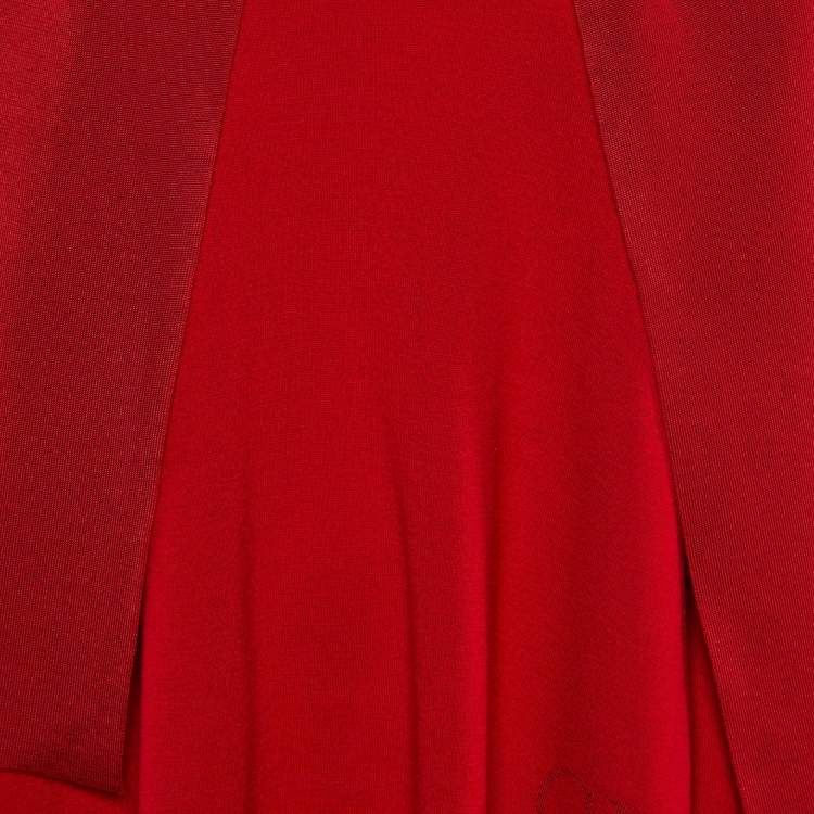 Pre Owned CH Carolina Herrera Red Knit Scarf Detail Top L