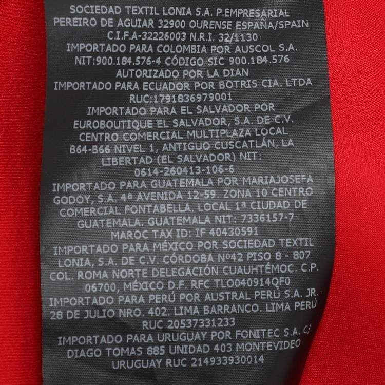 Pre Owned CH Carolina Herrera Red Lace Ruffle Trim Slit Detail Maxi Skirt and Tops M