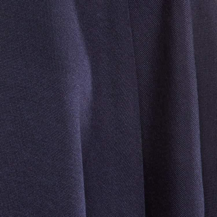 Pre Owned CH Carolina Herrera Navy Blue Wool Knit Poncho (One Size)