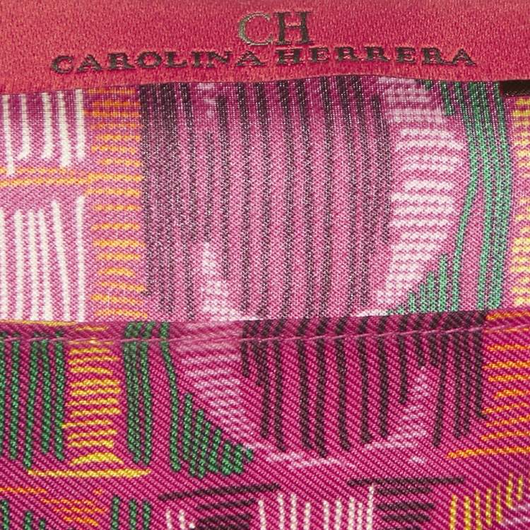 Pre Owned CH Carolina Herrera Pink CH Print Silk Belted Kaftan Dress One Size