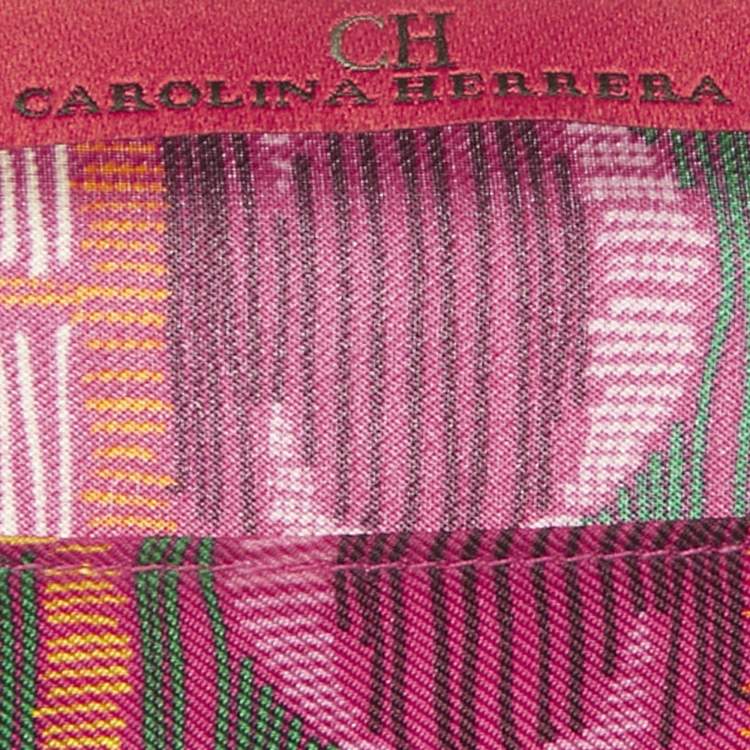 Pre Owned CH Carolina Herrera Pink CH Print Silk Belted Kaftan Dress One Size