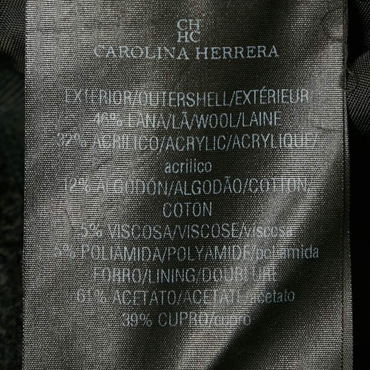 Pre Owned CH Carolina Herrera Black Tweed Flared Asymmetric Jacket S