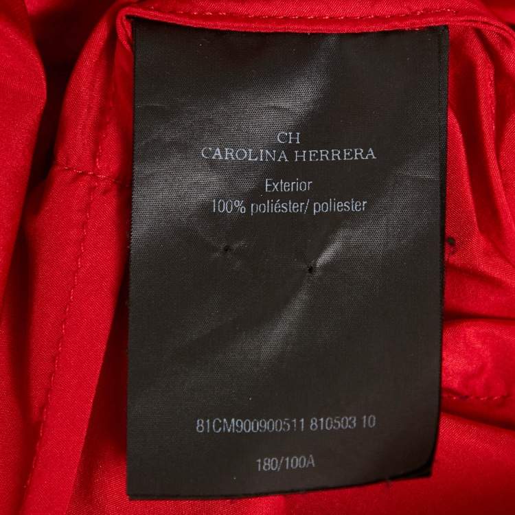 Pre Owned CH Carolina Herrera Red Taffeta Tiered Sleeveless Shirt Dress L