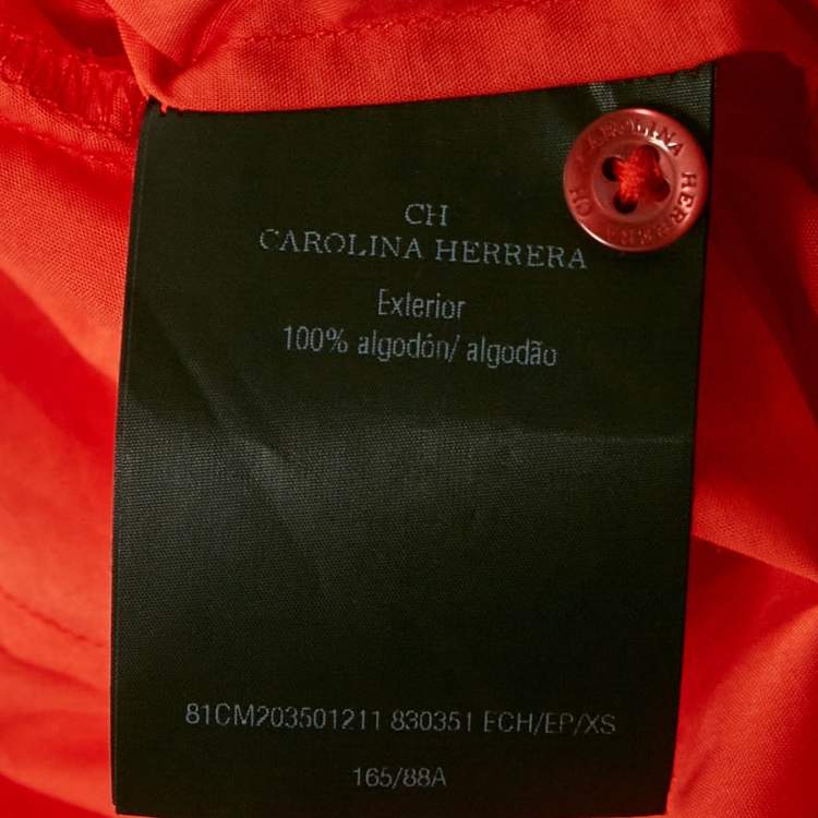 Pre Owned CH Carolina Herrera Red Cotton Oversized Blouse XS