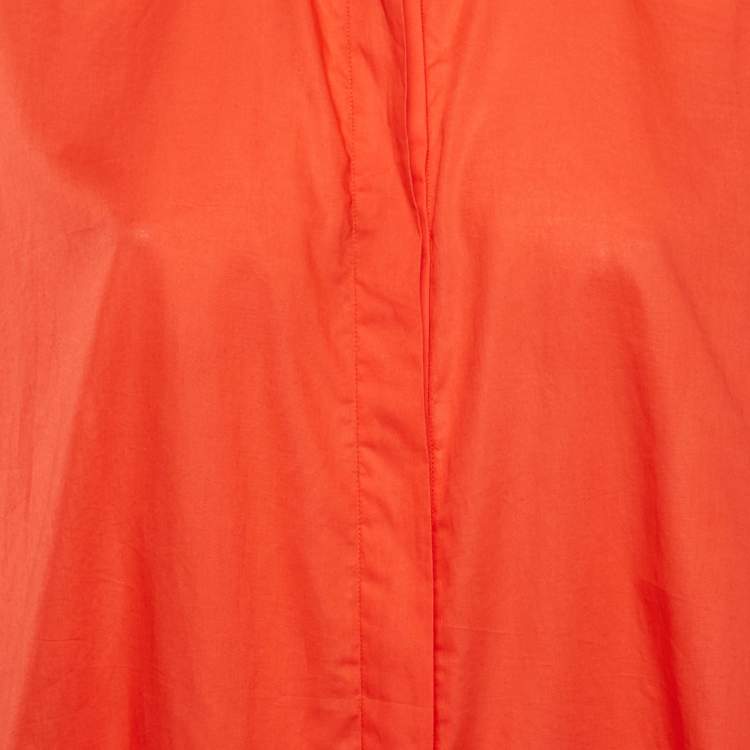 Pre Owned CH Carolina Herrera Red Cotton Oversized Blouse XS