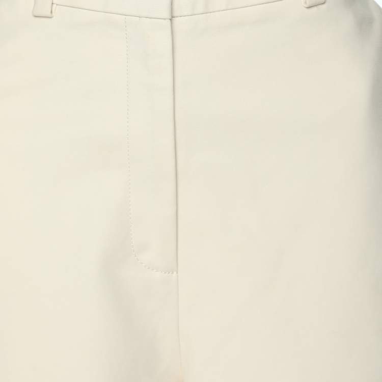 Pre Owned CH Carolina Herrera Cream Stretch Cotton Wide Leg Capri Pants S