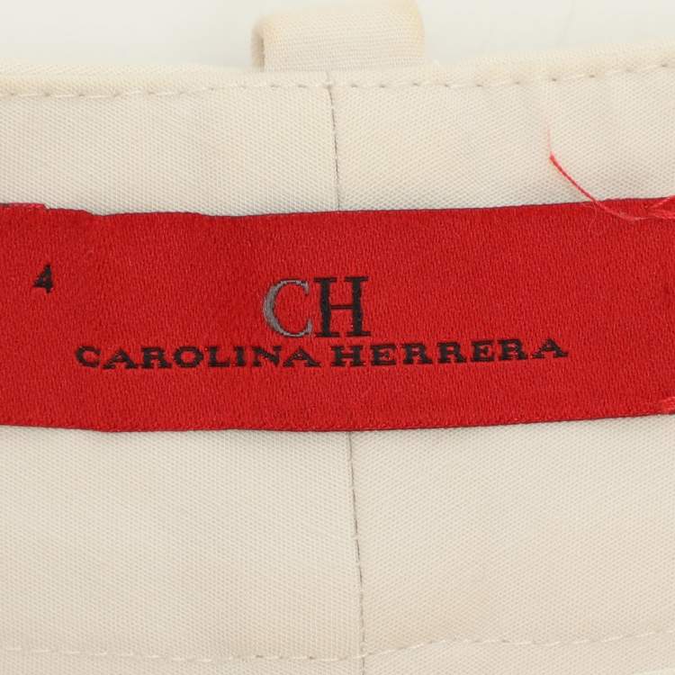 Pre Owned CH Carolina Herrera Cream Stretch Cotton Wide Leg Capri Pants S