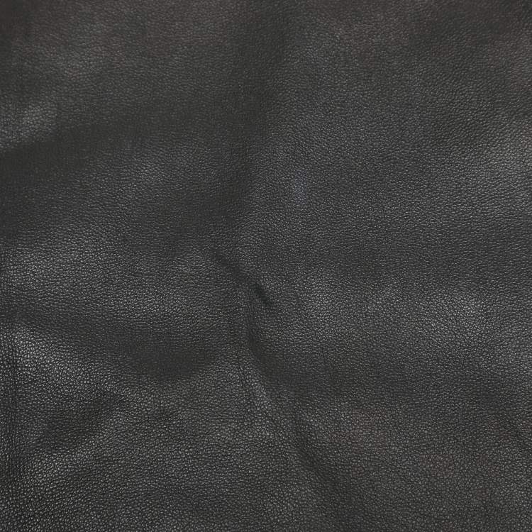 Pre Owned CH Carolina Herrera Black Lambskin Leather Wide Leg Capri Pants M