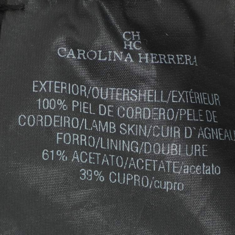 Pre Owned CH Carolina Herrera Black Lambskin Leather Wide Leg Capri Pants M