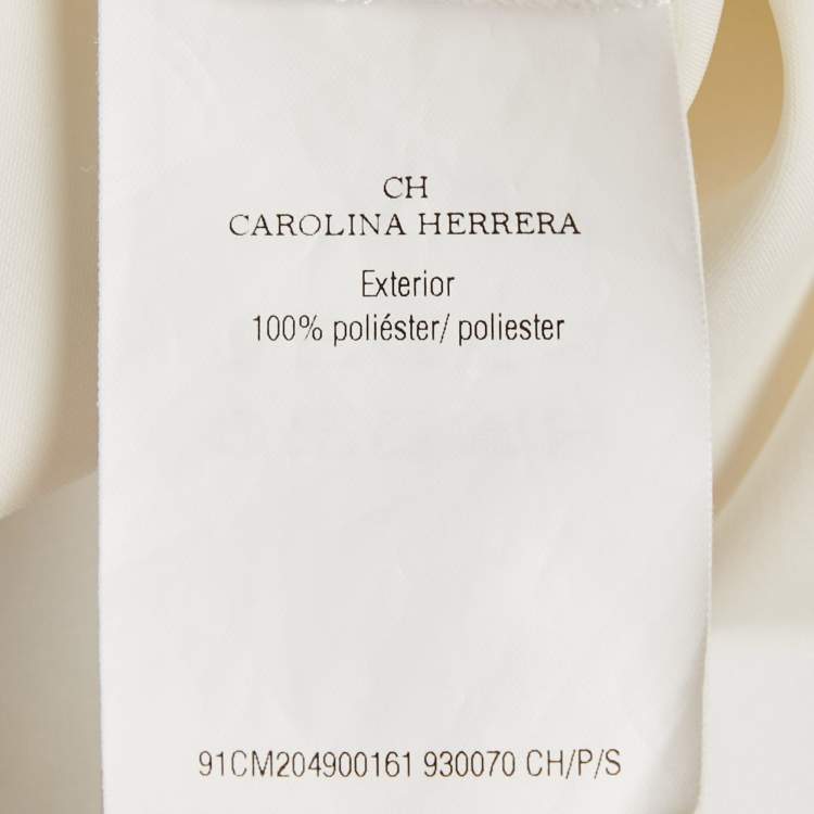 Pre Owned CH Carolina Herrera White Crepe Ruffled Sleeveless Top S