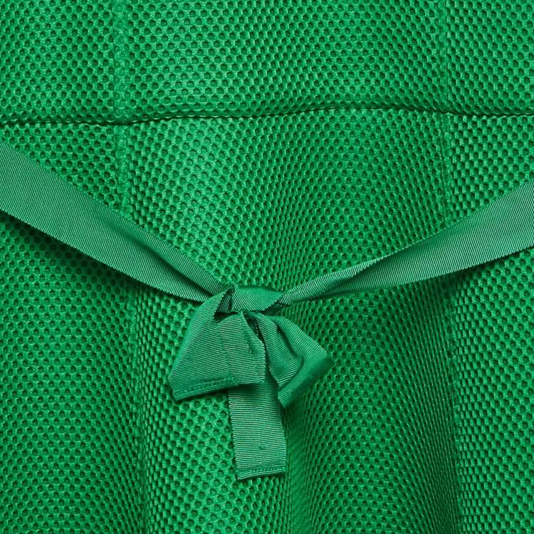 Pre Owned CH Carolina Herrera Green Mesh Bow Detail Sleeves Midi Dress L 