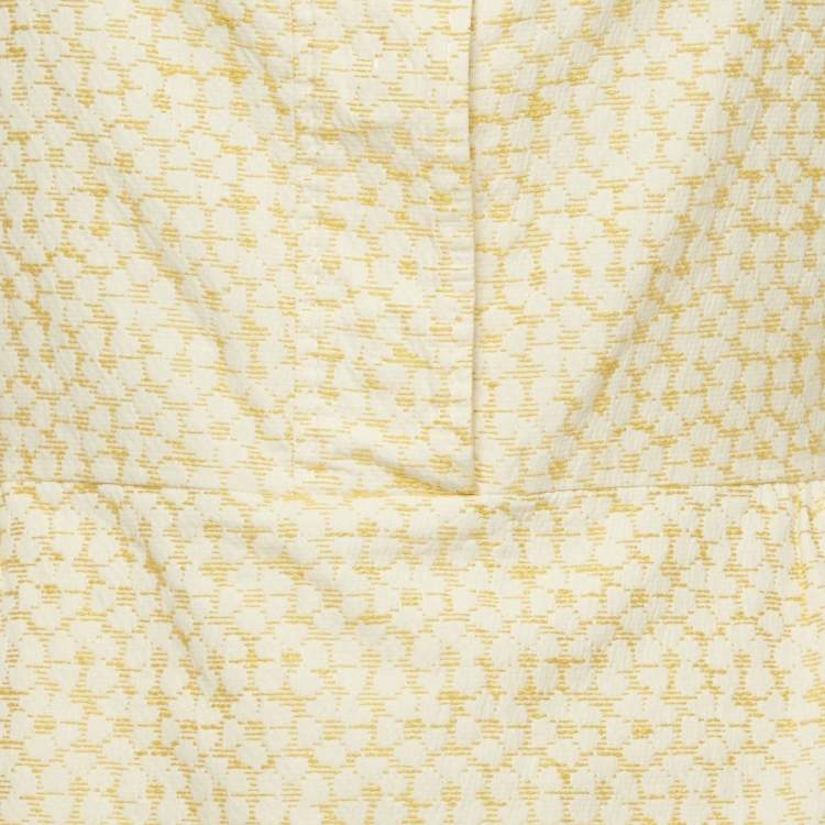 Pre Owned CH Carolina Herrera Yellow Floral Jacquard Cotton Mini Dress M