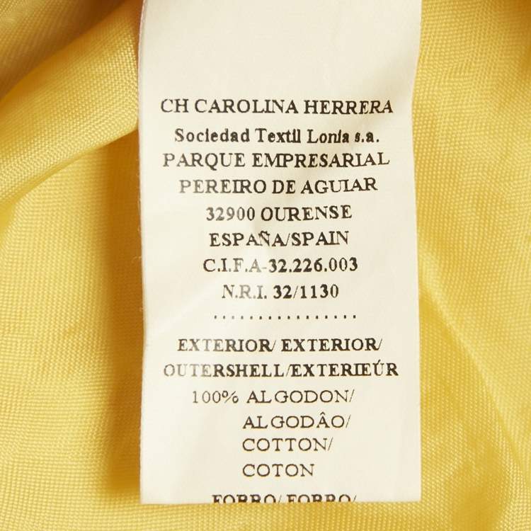 Pre Owned CH Carolina Herrera Yellow Floral Jacquard Cotton Mini Dress M