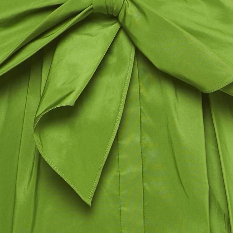 Pre Owned CH Carolina Herrera Green Taffeta Belted Midi Dress S