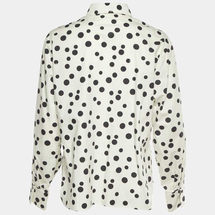 Pre Owned CH Carolina Herrera White/Black Polka Dots Cotton Long Sleeve Shirt L