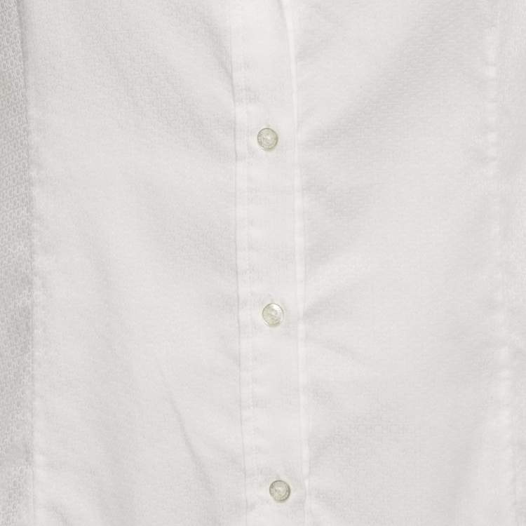 Pre Owned CH Carolina Herrera White Logo Patterned Cotton Shirt M 