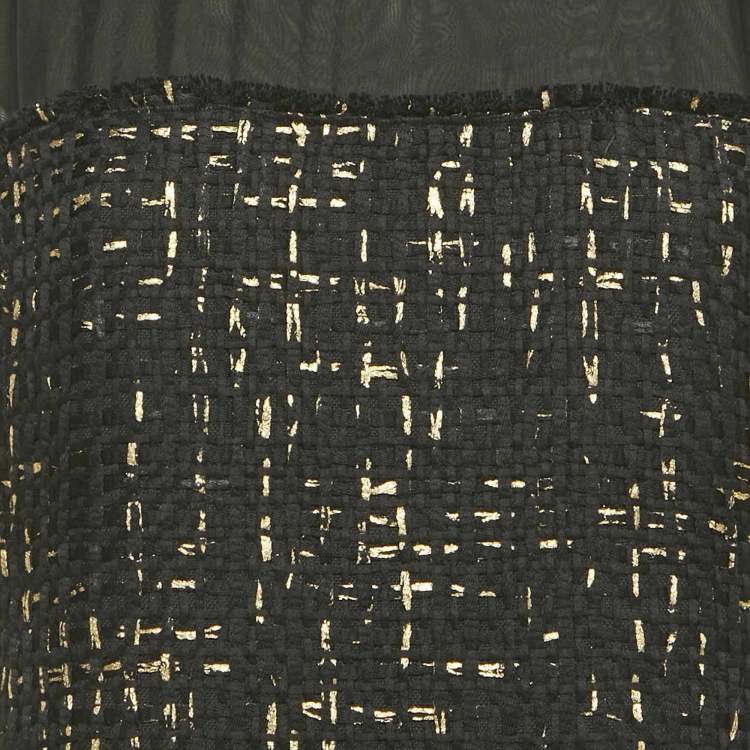 Pre Owned CH Carolina Herrera Black Tweed Sheath Dress L