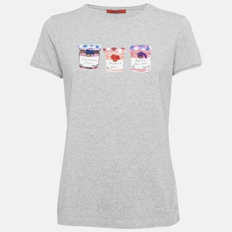 Pre Owned CH Carolina Herrera Grey Printed Cotton T-shirt M