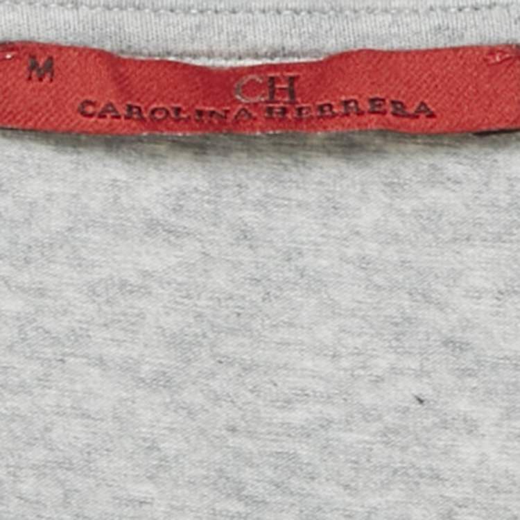 Pre Owned CH Carolina Herrera Grey Printed Cotton T-shirt M