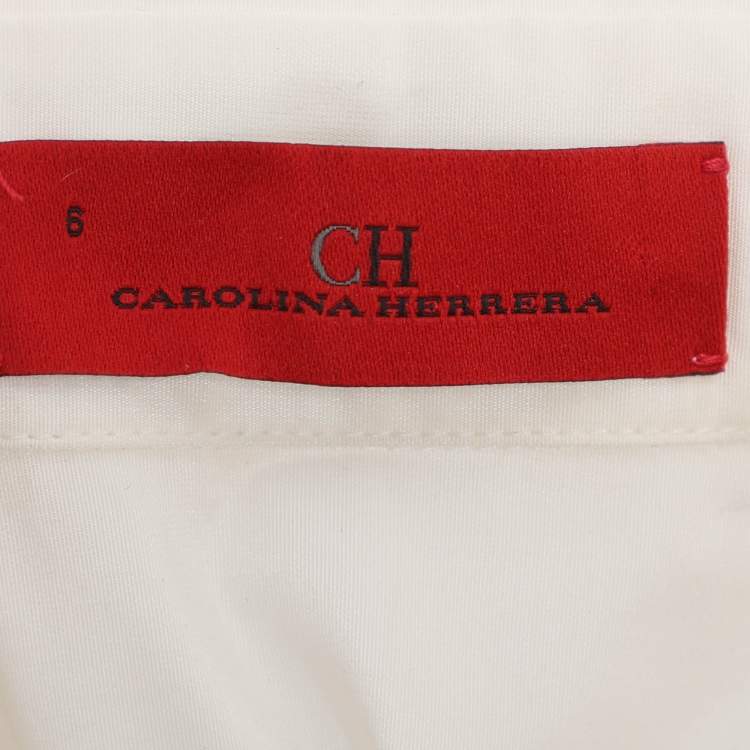 Pre Owned CH Carolina Herrera Cream Nylon Long Sleeve Tops M