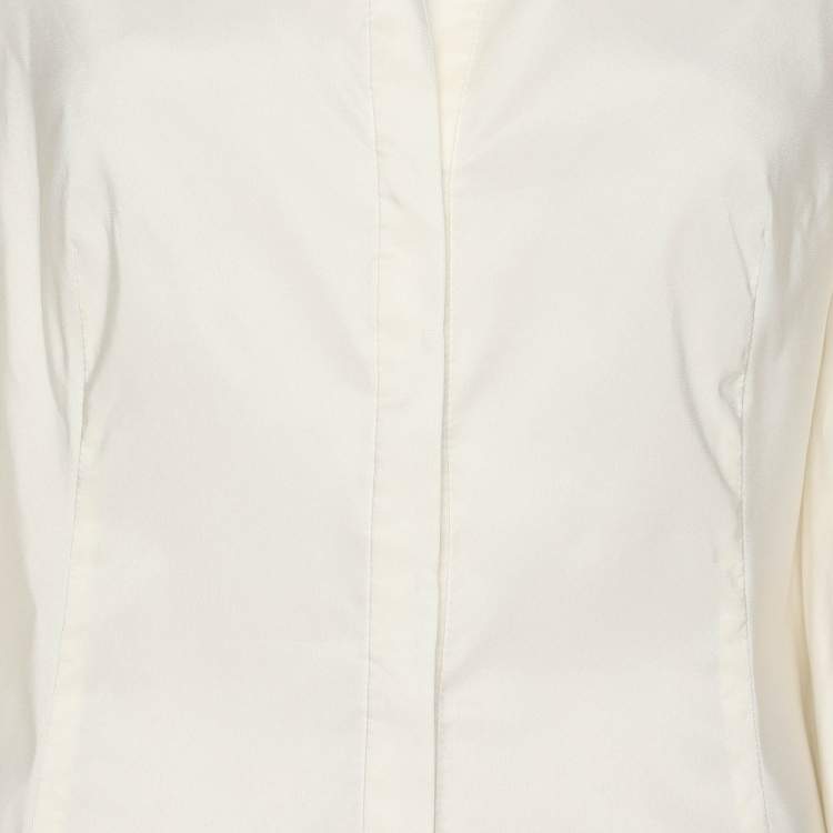 Pre Owned CH Carolina Herrera Cream Nylon Long Sleeve Tops M