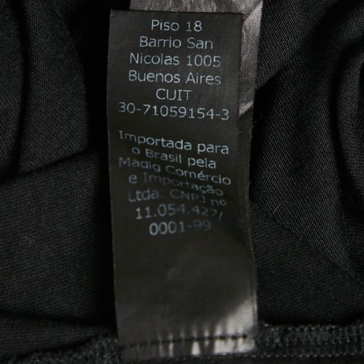Pre Owned CH Carolina Herrera Black Rose Applique Detail Cotton Blend Frayed T-Shirt L