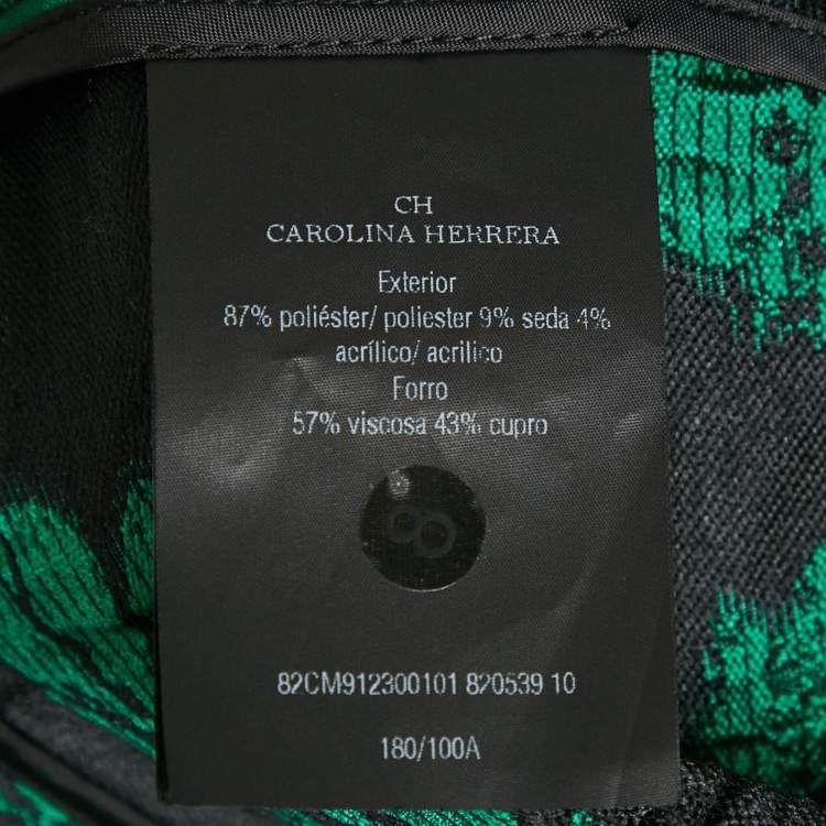 Pre Owned CH Carolina Herrera Green Floral Jacquard Button Front Midi Dress M