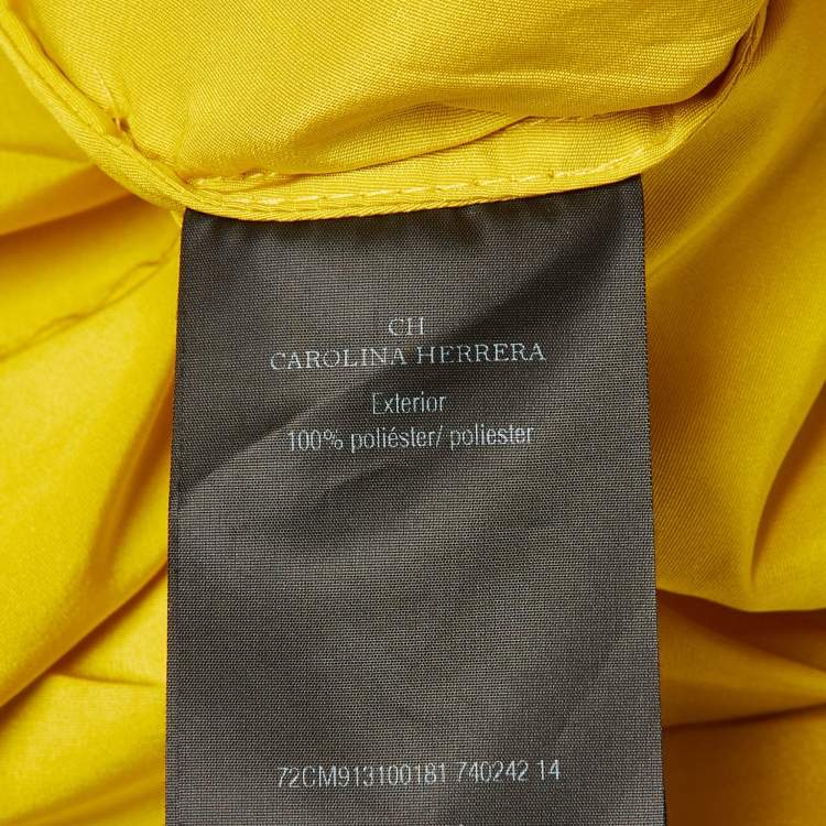 Pre Owned CH Carolina Herrera Yellow Taffeta Maxi Wrap Dress XL