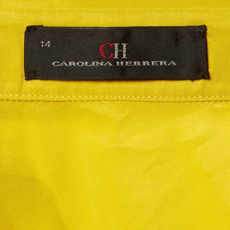 Pre Owned CH Carolina Herrera Yellow Taffeta Maxi Wrap Dress XL