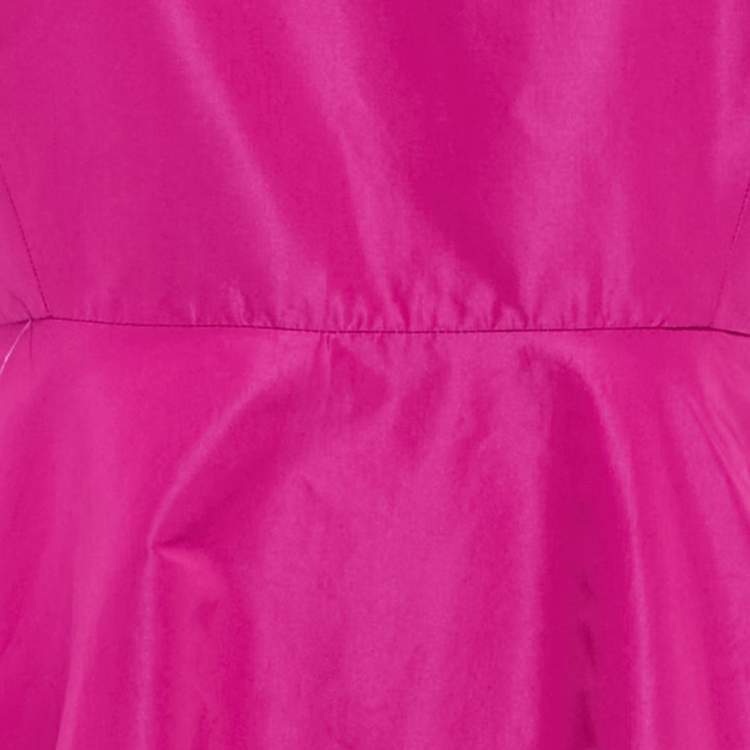 Pre Owned CH Carolina Herrera Magenta Taffeta Bow Tie Detail Asymmetric Hem Gown L