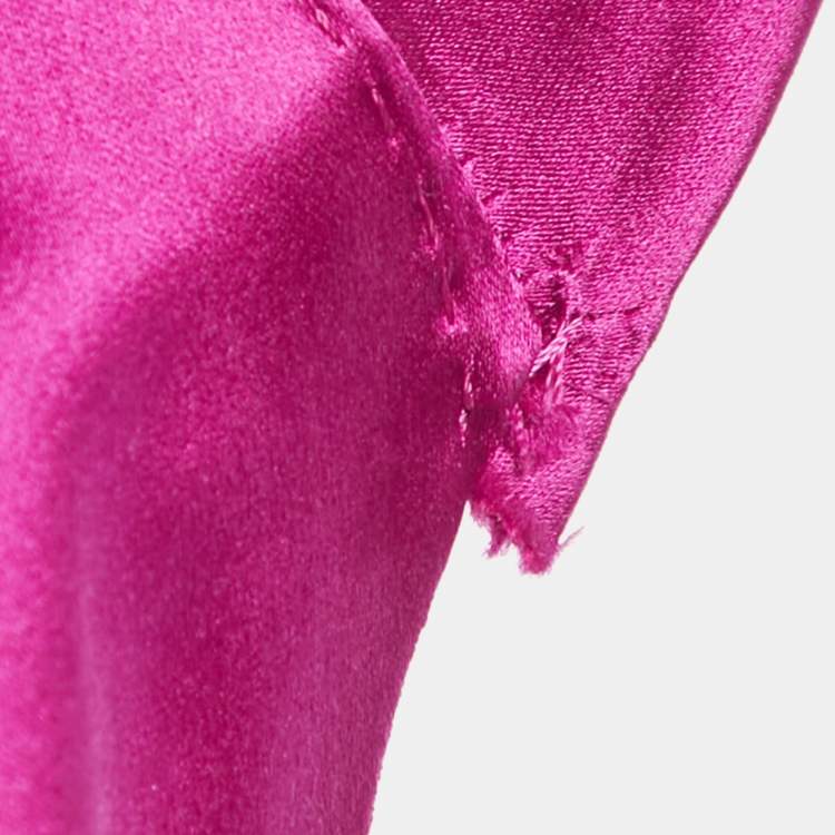 Pre Owned CH Carolina Herrera Pink Silk Belted Sleeveless High-Low Gown S