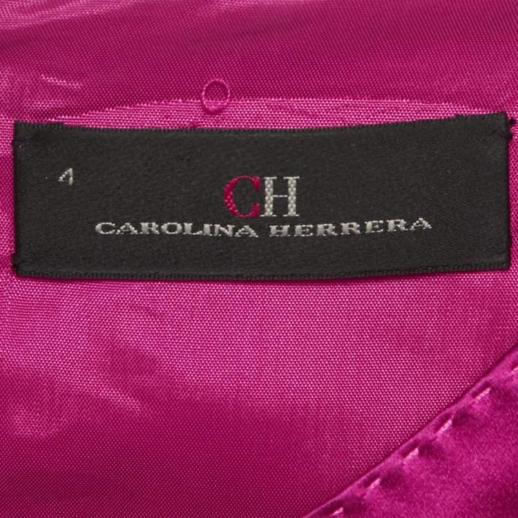 Pre Owned CH Carolina Herrera Pink Silk Belted Sleeveless High-Low Gown S