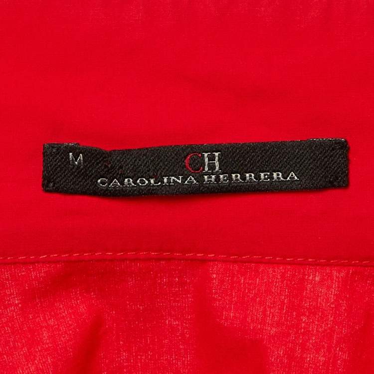 Pre Owned CH Carolina Herrera Red Cotton Oversized Blouse M
