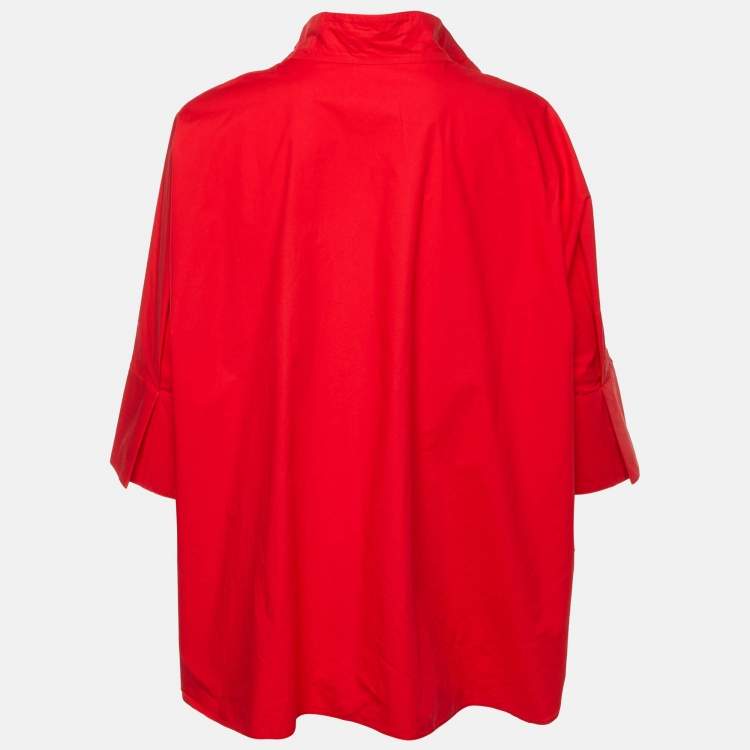 Pre Owned CH Carolina Herrera Red Cotton Oversized Blouse M