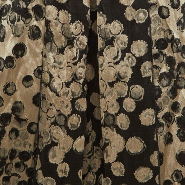 Pre Owned CH Carolina Herrera Black /Beige Jacquard High Low Maxi Skirt M