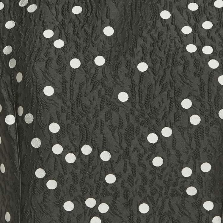 Pre Owned CH Carolina Herrera Black Polka Dot Jacquard Short Dress M