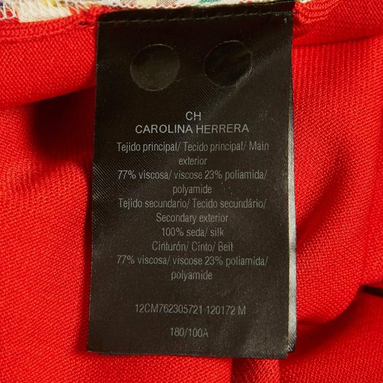 Pre Owned CH Carolina Herrera Printed Silk and Knit Belted Cardigan M