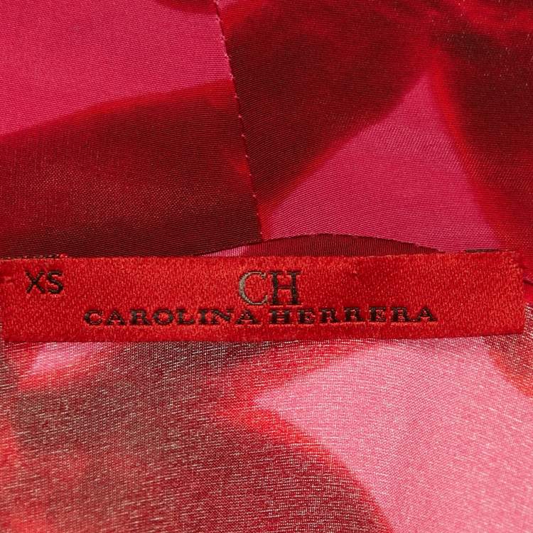 مملوكة مسبقًا CH Carolina Herrera Pink Printed Silk Maxi Dress & Top Set S/XS 