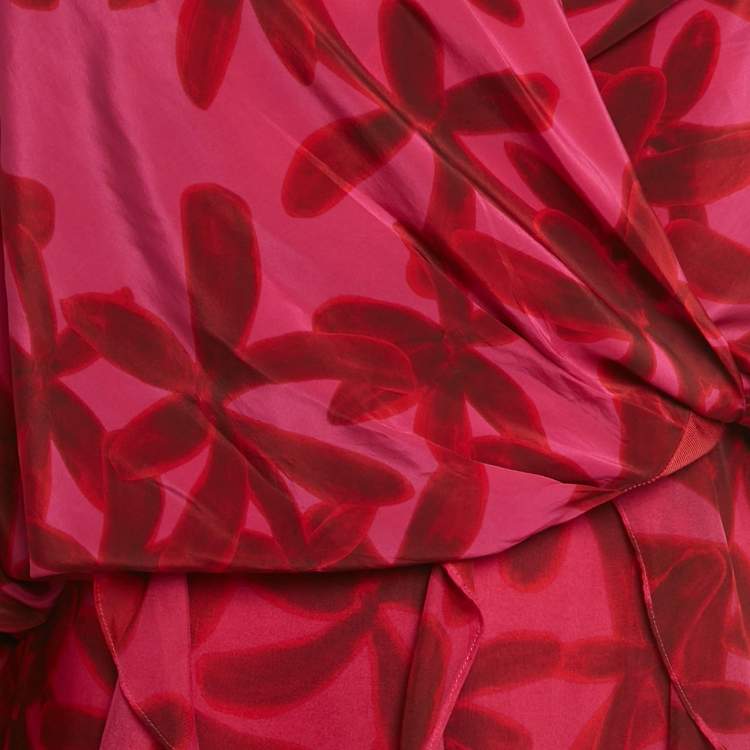 مملوكة مسبقًا CH Carolina Herrera Pink Printed Silk Maxi Dress & Top Set S/XS 